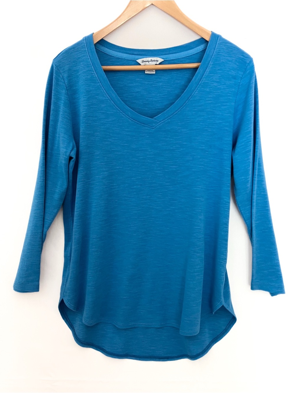 Tommy Bahama V-Neck 3/4 Sleeve Blue Top S